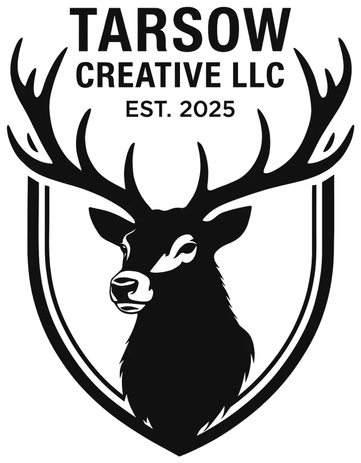 Tarsow Creative LLC crest: a stag's head inside a shield